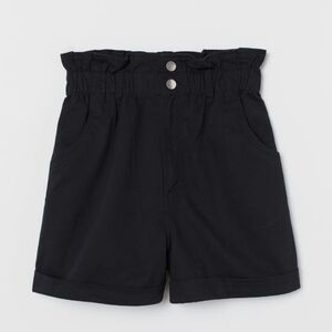 H&M Black Paperbag Cuffed Thigh High Waisted Shorts Size Women's 12
